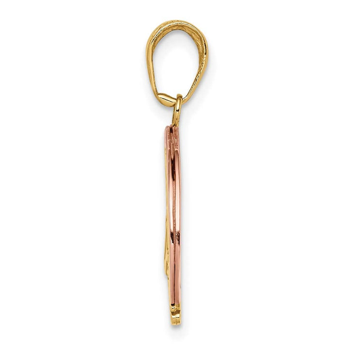 10K Two-Tone Gold Solid Medium Follow Your Dreams Rainbow Pendant
