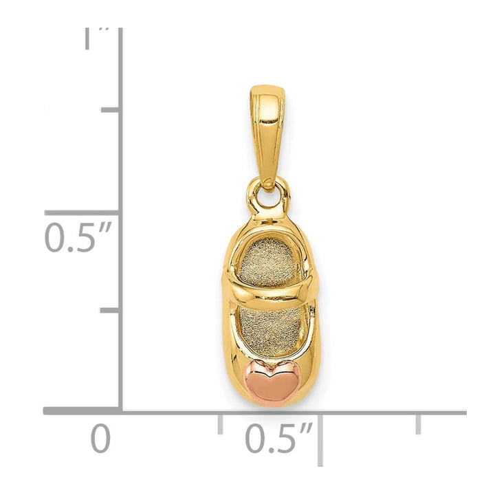 10K Two-Tone Gold Solid Polished 3-D Medium Two-tone Baby Shoe Charm