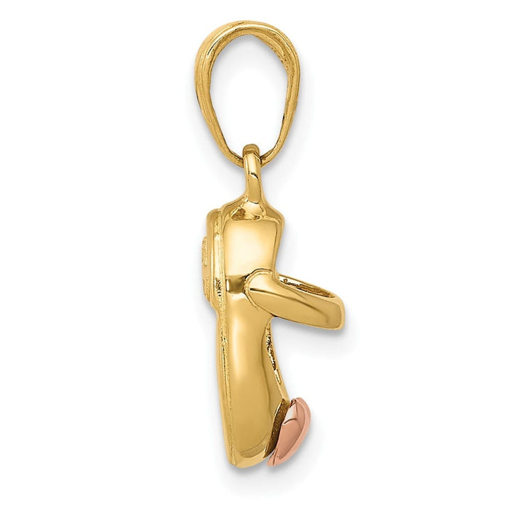 10K Two-Tone Gold Solid Polished 3-D Medium Two-tone Baby Shoe Charm