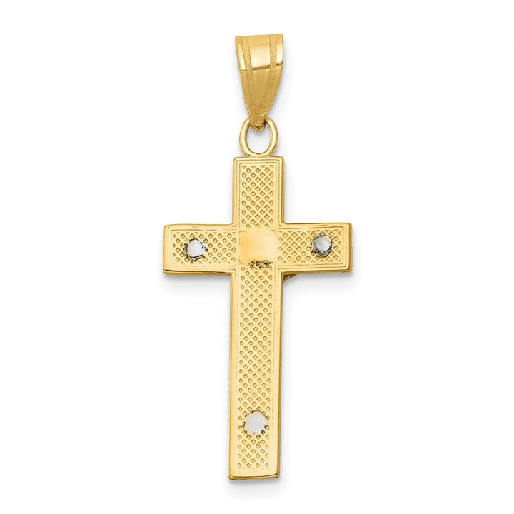 10K Two-Tone Gold Solid Polished D.C. Large Latin Crucifix Charm