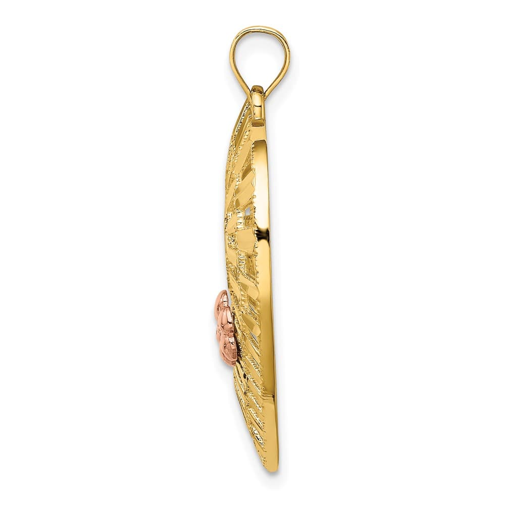 10K Two-Tone Gold Solid Polished D.C. Large MOM in Heart Pendant