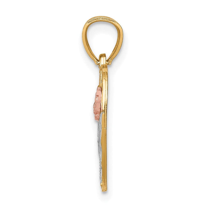 10K Two-Tone Gold Solid Polished D.C. Small Mama in Heart Pendant
