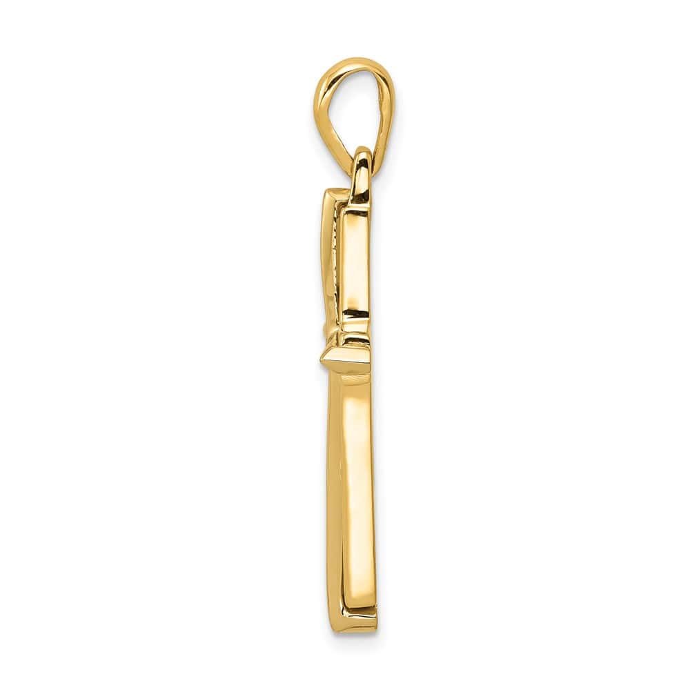 10K Two-Tone Gold Solid Polished Large Latin Cross with Frame Pendant