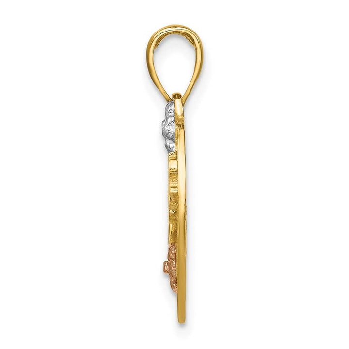10K Two-Tone Gold Solid Polished Medium #1 Daughter in Heart Charm