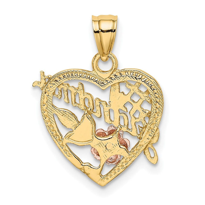 10K Two-Tone Gold Solid Polished Medium #1 GRANDMA in Heart Charm