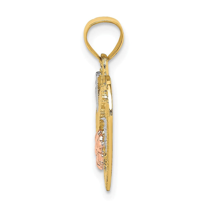 10K Two-Tone Gold Solid Polished Medium #1 GRANDMA in Heart Charm