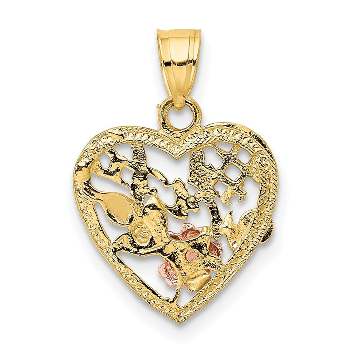 10K Two-Tone Gold Solid Polished Medium #1 Wife in Heart Charm