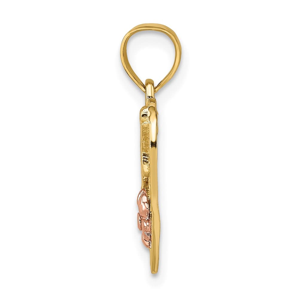 10K Two-Tone Gold Solid Polished Medium #1 Wife in Heart Charm