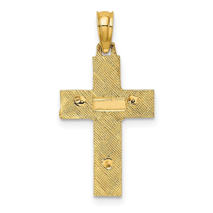 10K Two-Tone Gold Solid Polished Medium Latin Crucifix Charm