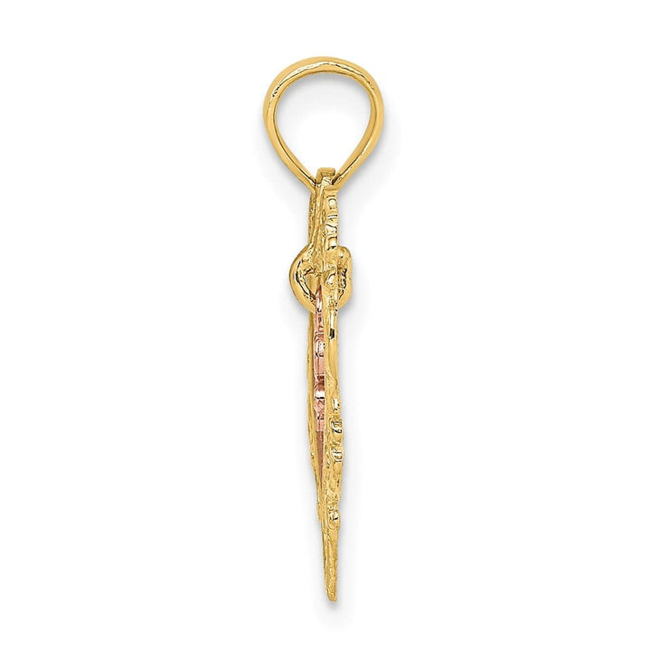 10K Two-Tone Gold Solid Polished Medium Love in Heart Charm