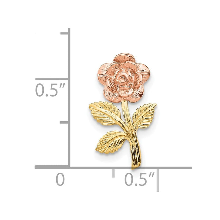 10K Two-Tone Gold Solid Polished Medium Rose Flower Chain Slide