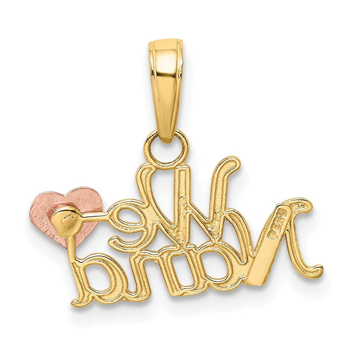 10K Two-Tone Gold Solid Polished Medium We Heart NANA Charm