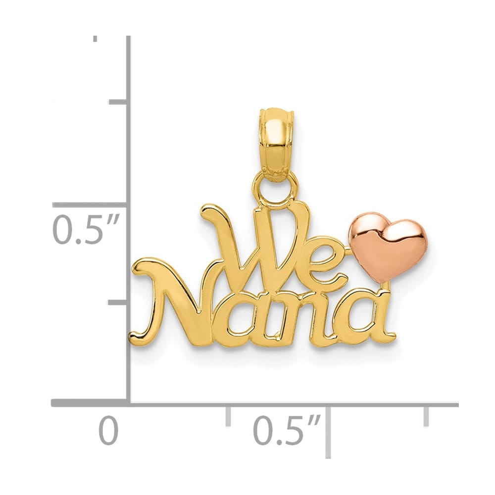 10K Two-Tone Gold Solid Polished Medium We Heart NANA Charm