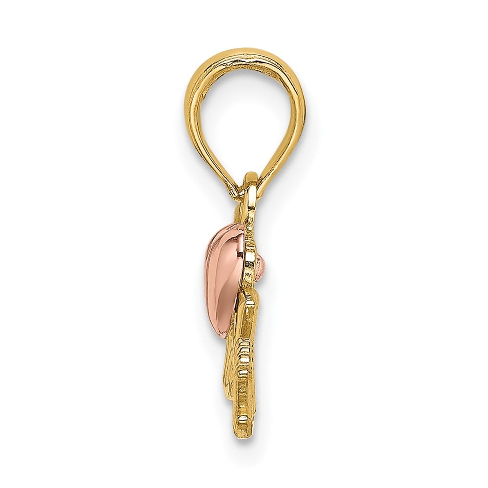 10K Two-Tone Gold Solid Polished Small GRANDMA with Heart Charm