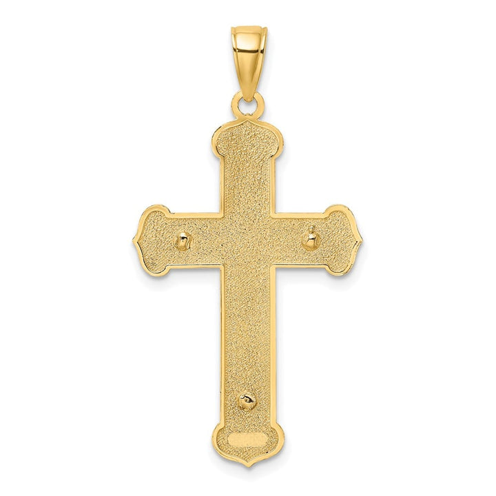10K Two-Tone Gold Solid Polished Textured Large Crucifix Charm