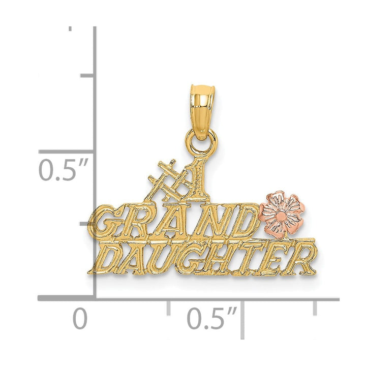 10K Two-Tone Gold Solid Small #1 Granddaughter with Flowers Charm