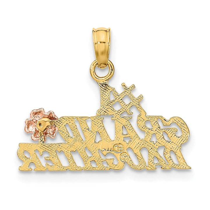 10K Two-Tone Gold Solid Small #1 Granddaughter with Flowers Charm