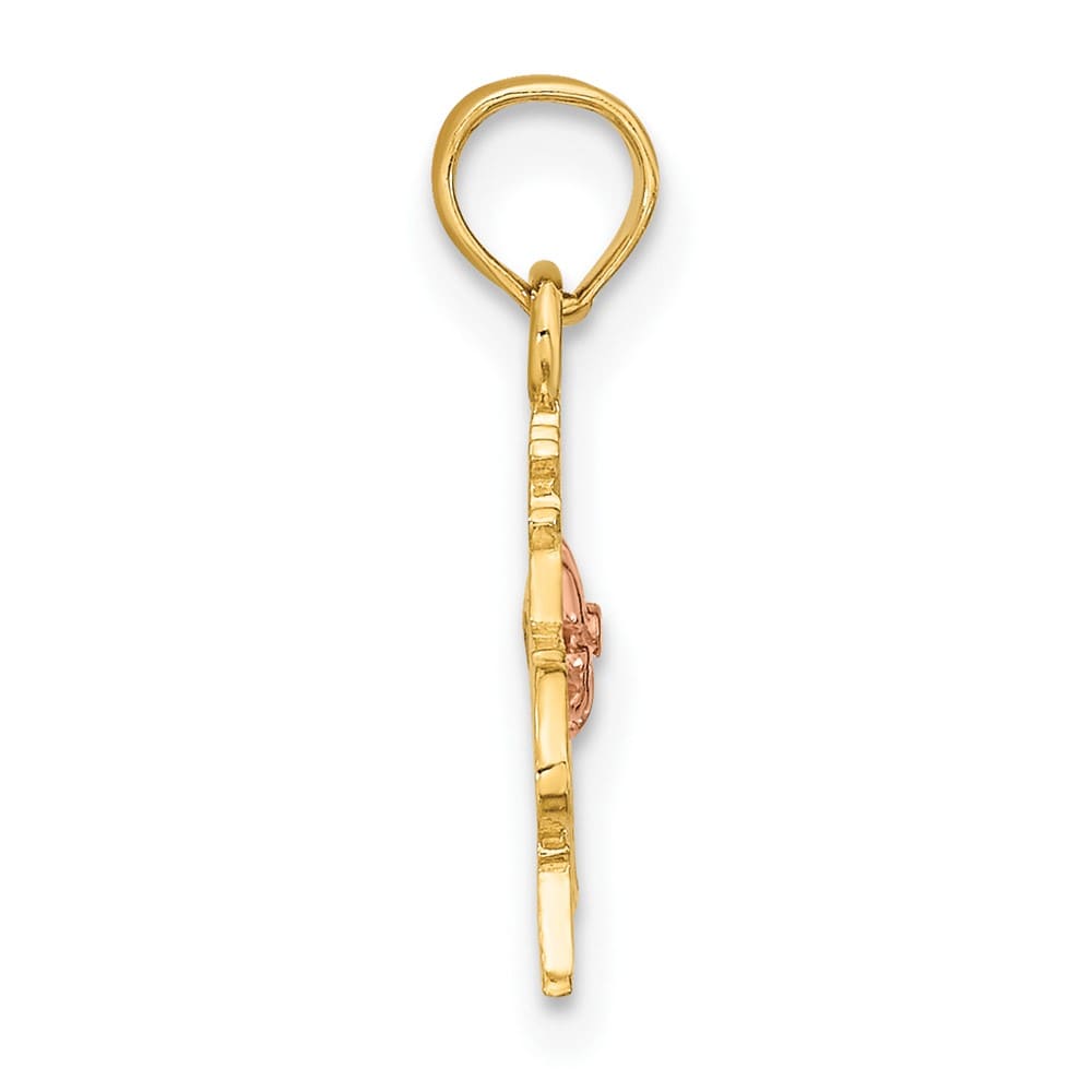 10K Two-Tone Gold Solid Small #1 Granddaughter with Flowers Charm