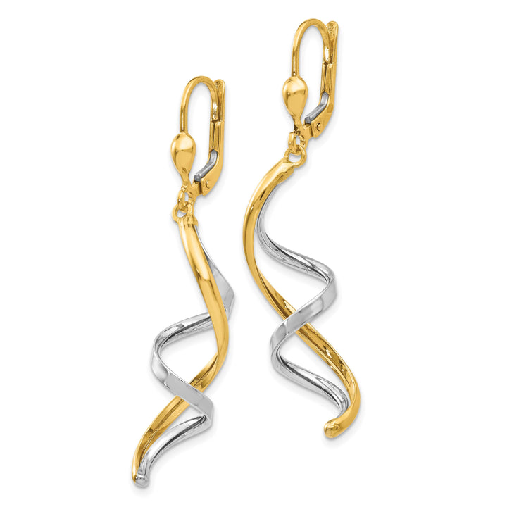 10k Two-tone Gold Spiral Dangle Leverback Earrings