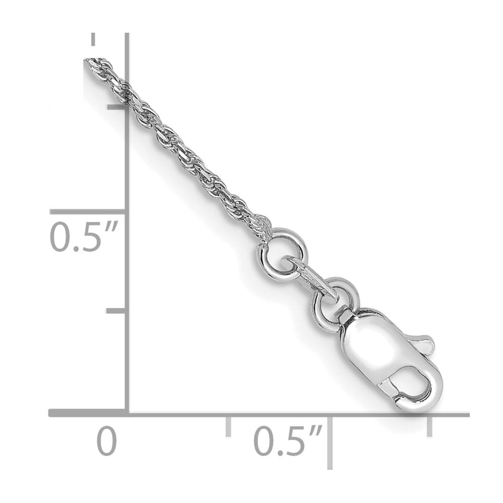 10K White Gold 1.15 mm D.C. Machine Made Rope Anklet