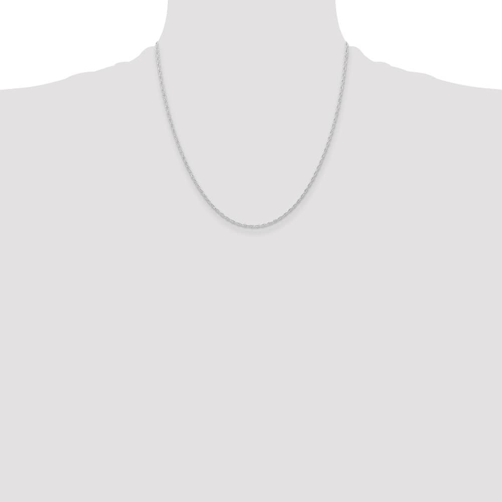 10K White Gold 1.15mm Carded Cable Rope Chain Size 20