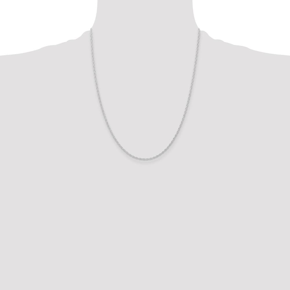 10K White Gold 1.15mm Carded Cable Rope Chain Size 22