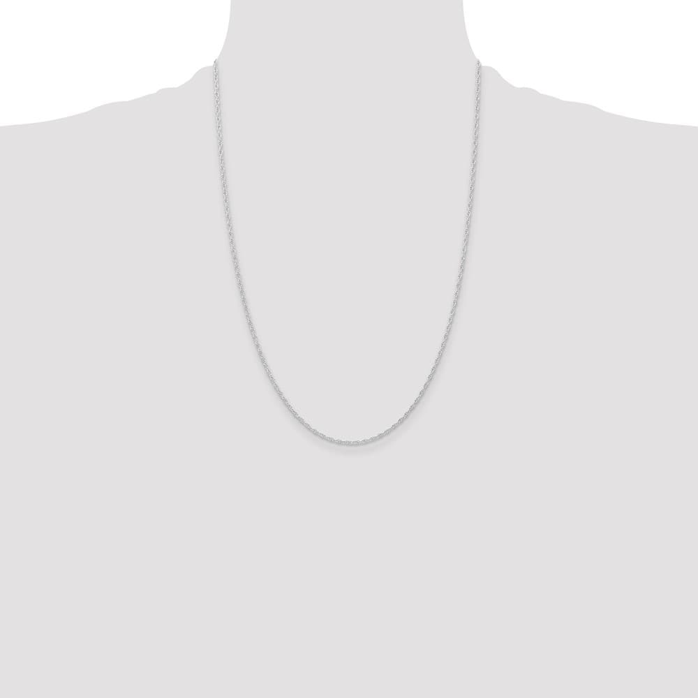 10K White Gold 1.15mm Carded Cable Rope Chain Size 24