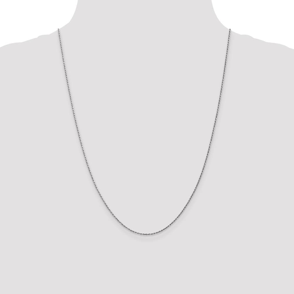 10K White Gold 1.15mm D.C. Machine Made Rope Chain