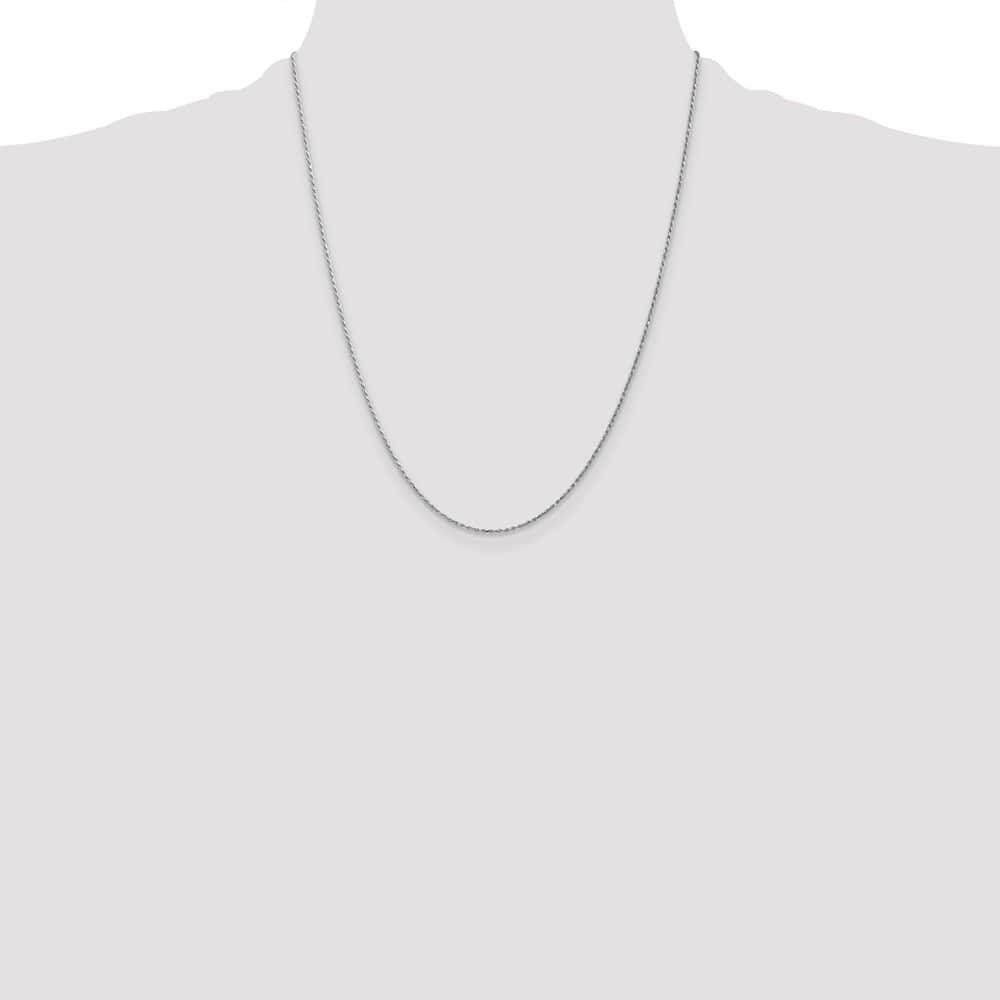 10K White Gold 1.15mm D.C. Machine Made Rope Chain Size 22