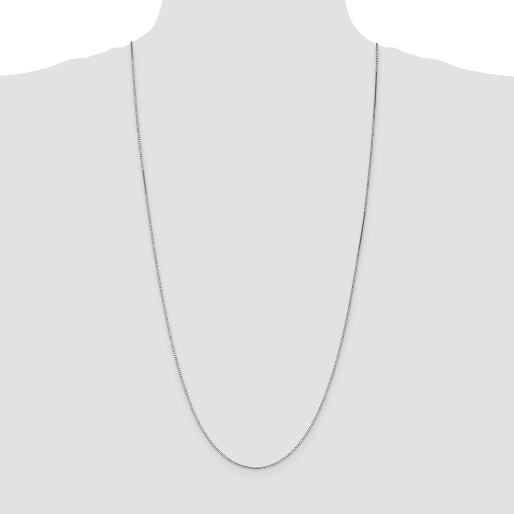 10K White Gold 1.1mm Box Chain Size 30