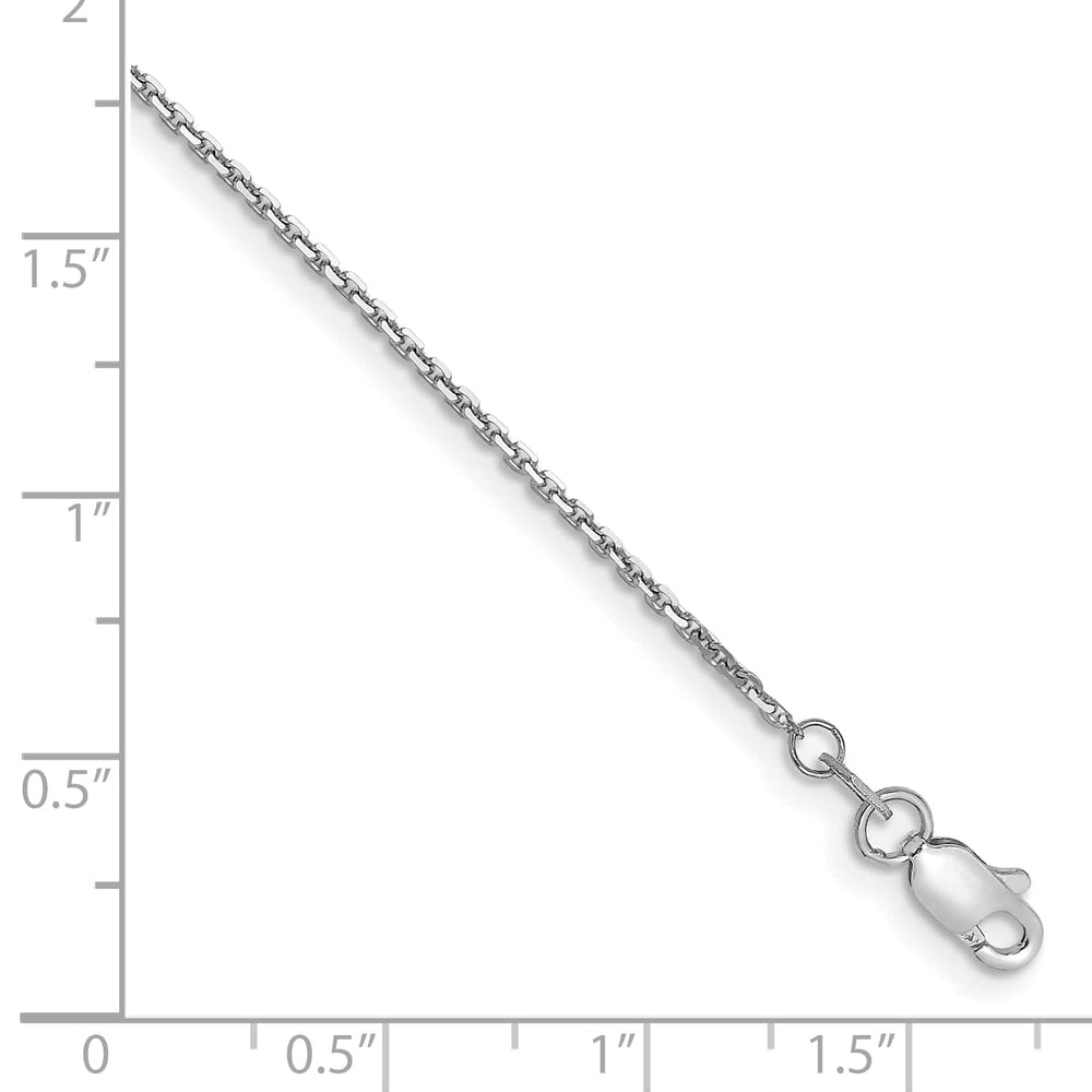 10K White Gold 1.2 mm D.C. Cable Anklet