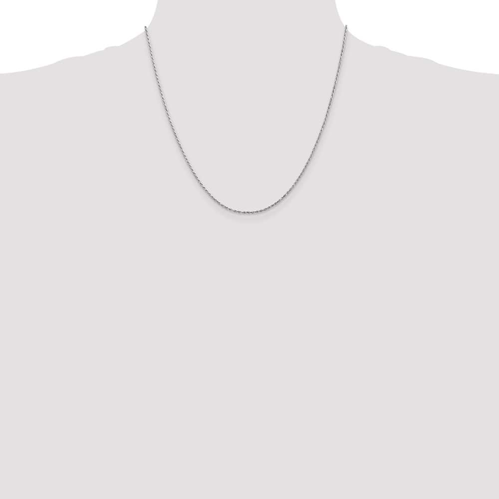10K White Gold 1.3mm D.C. Machine Made Rope Chain Size 20