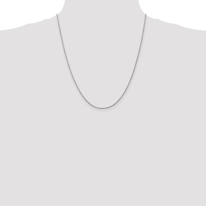 10K White Gold 1.3mm D.C. Machine Made Rope Chain Size 22