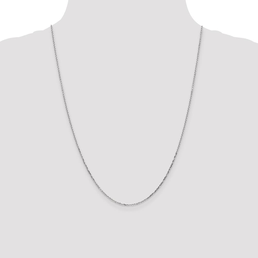 10K White Gold 1.4mm D.C. Round Open Link Cable Chain Size 24
