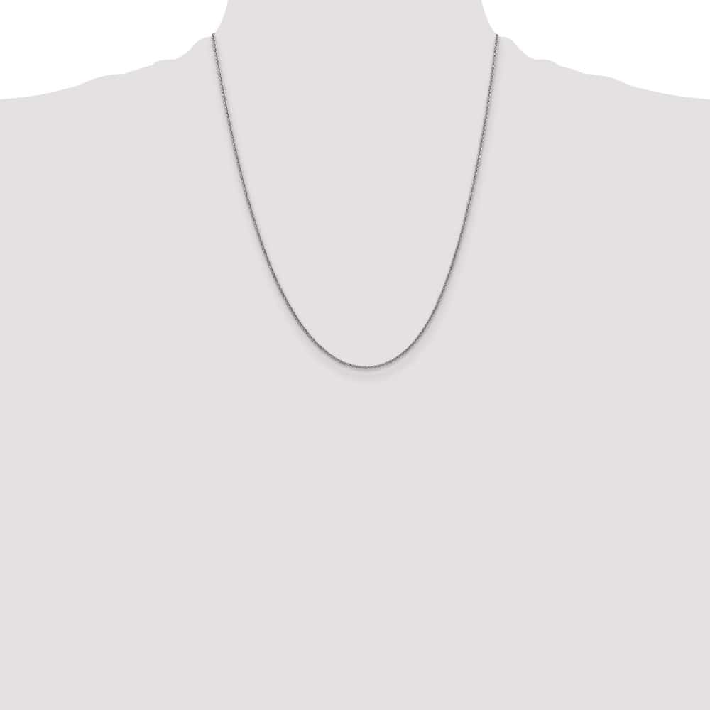10K White Gold 1.4mm Round Open Link Cable Chain Size 22