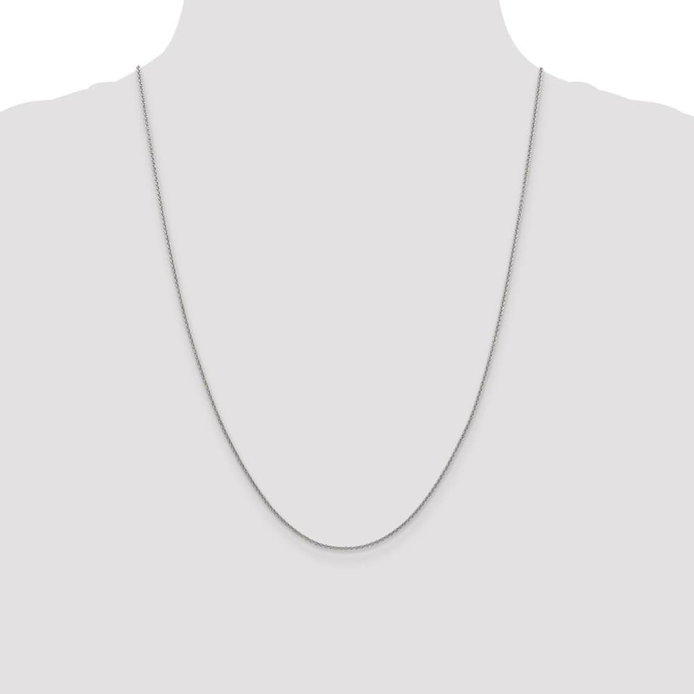 10K White Gold 1.4mm Round Open Link Cable Chain Size 24