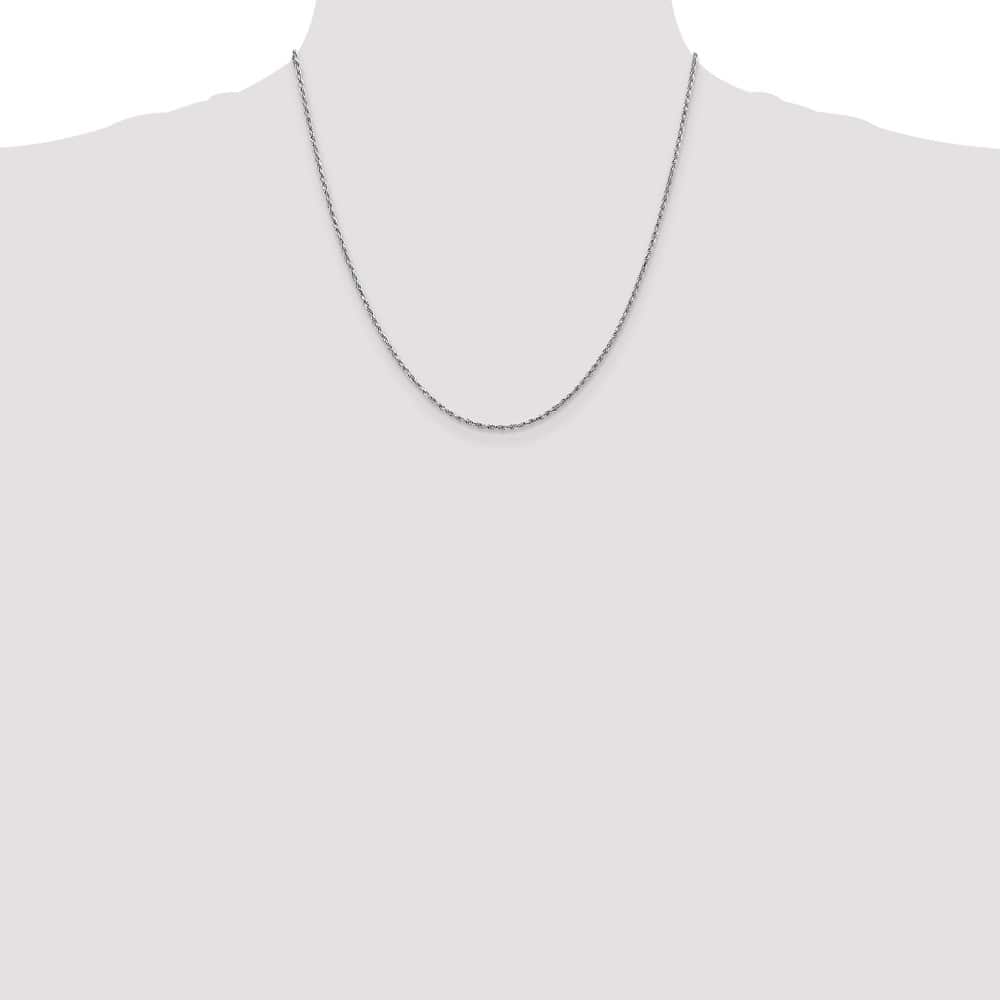 10K White Gold 1.6mm D.C. Machine Made Rope Chain Size 20