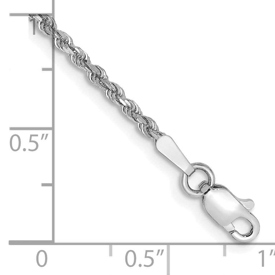 10K White Gold 1.75 mm D.C. Rope Anklet