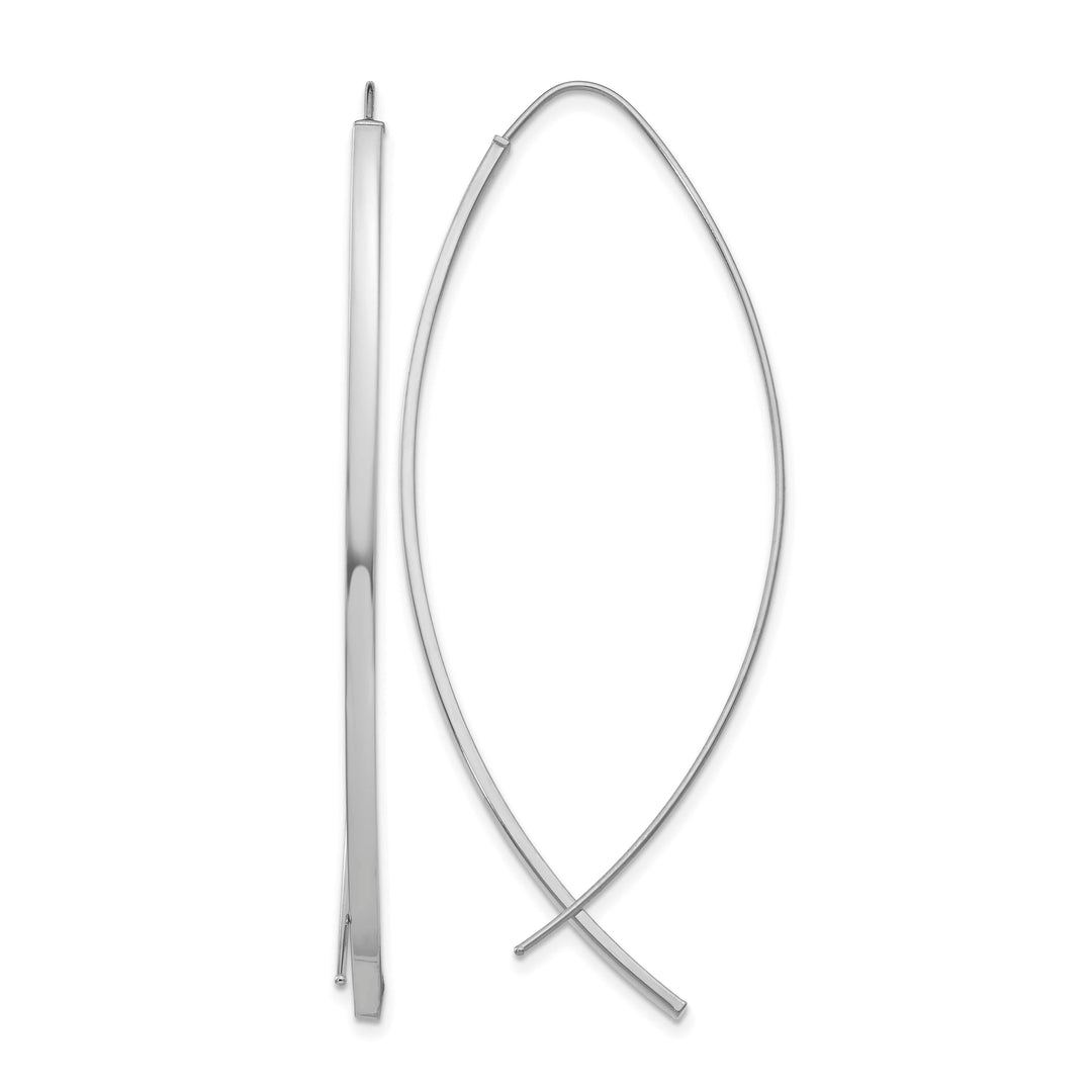 10k White Gold 1.75mm Square Tube Wire Threader Earrings