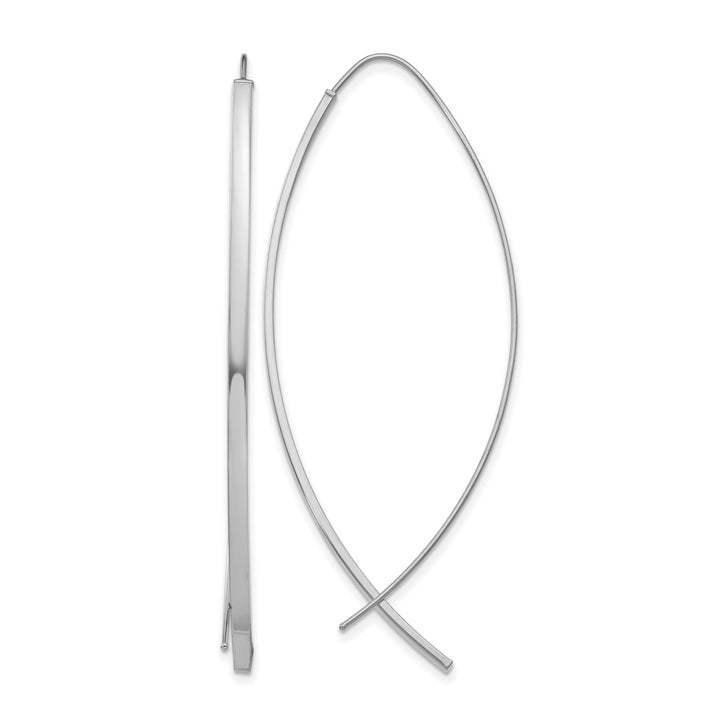 10k White Gold 1.75mm Square Tube Wire Threader Earrings