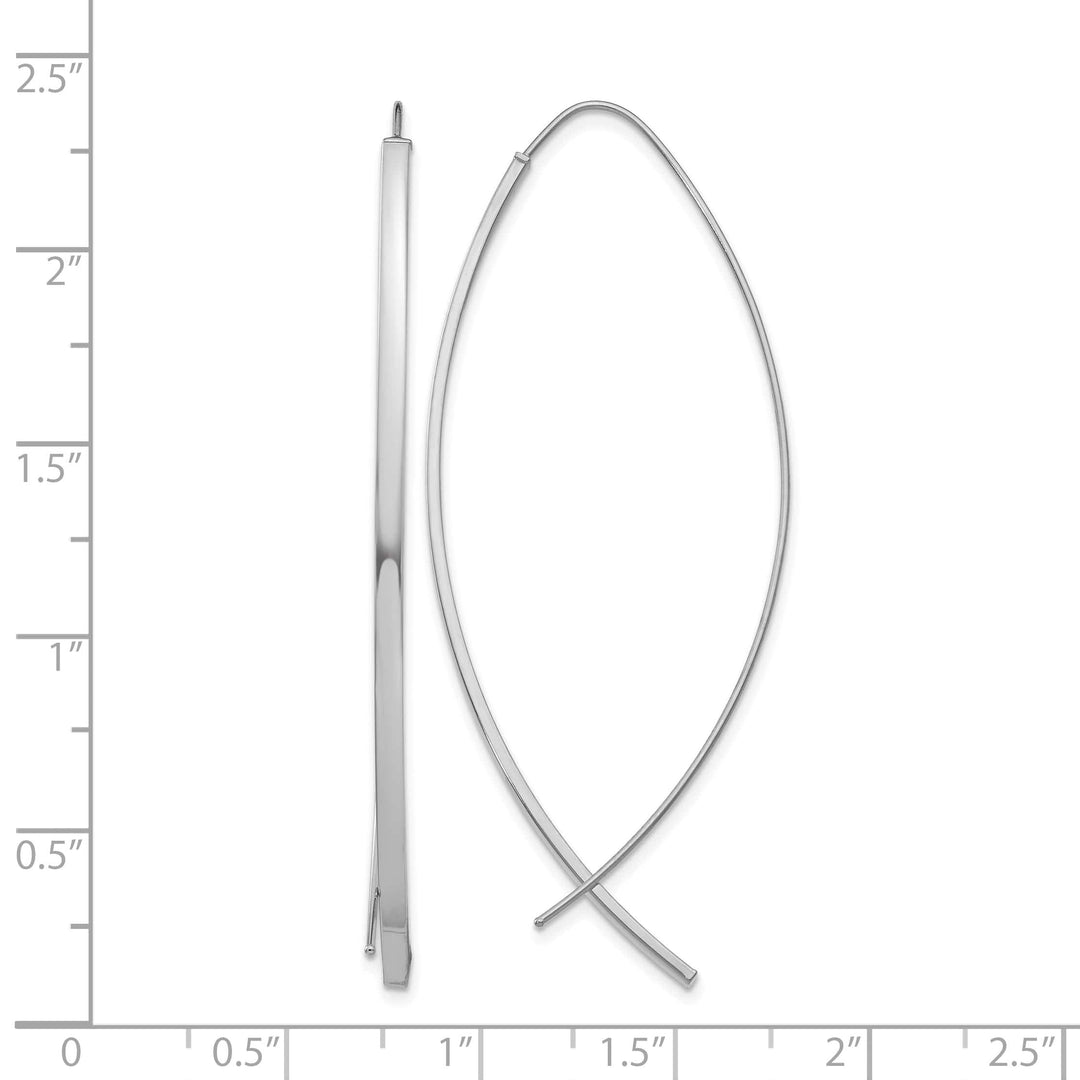 10k White Gold 1.75mm Square Tube Wire Threader Earrings