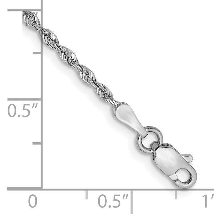 10K White Gold 1.85 mm D.C. Rope Anklet