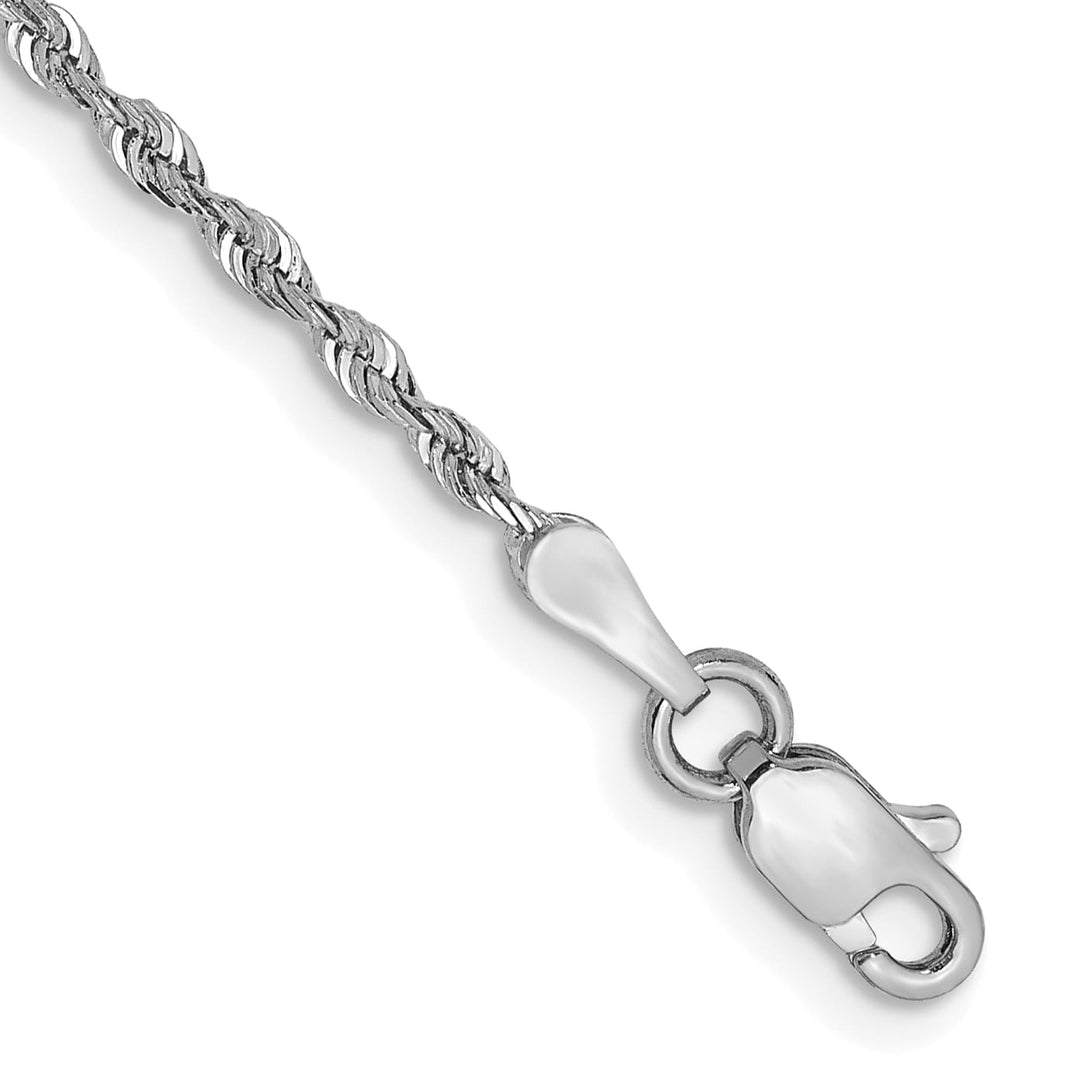 10K White Gold 1.85 mm D.C. Rope Anklet