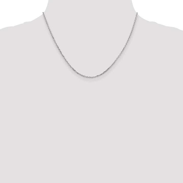 10K White Gold 1.8mm D.C. Round Open Link Cable Chain Size 18