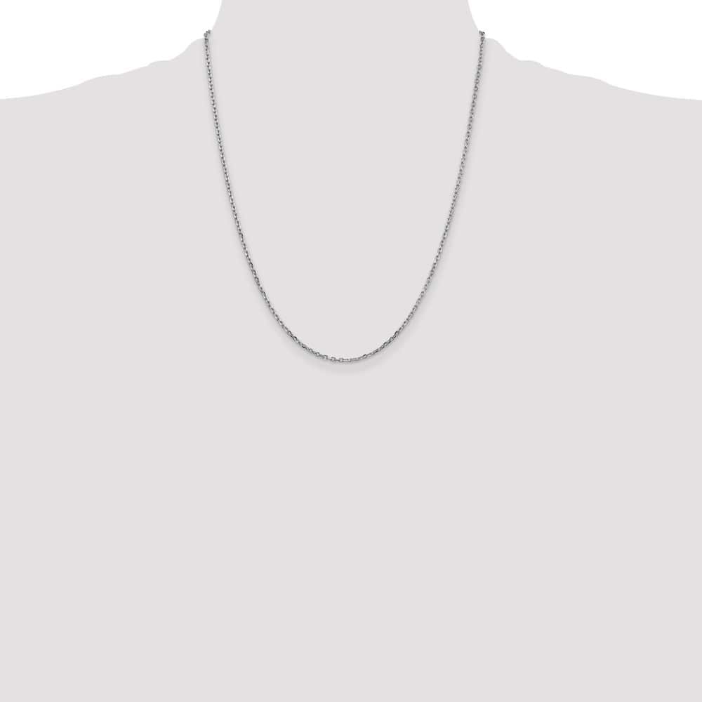 10K White Gold 1.8mm D.C. Round Open Link Cable Chain Size 22