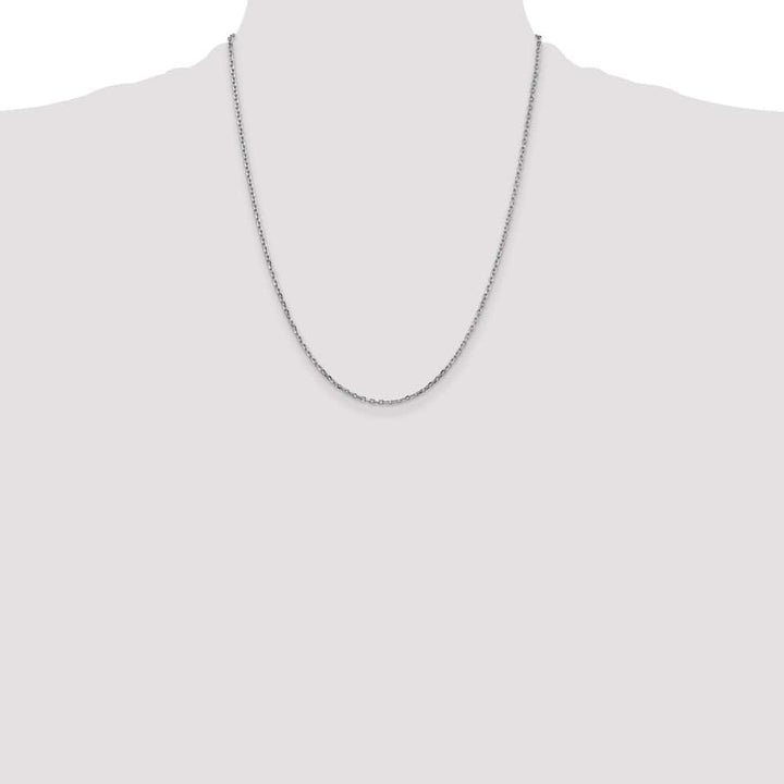 10K White Gold 1.8mm D.C. Round Open Link Cable Chain Size 22