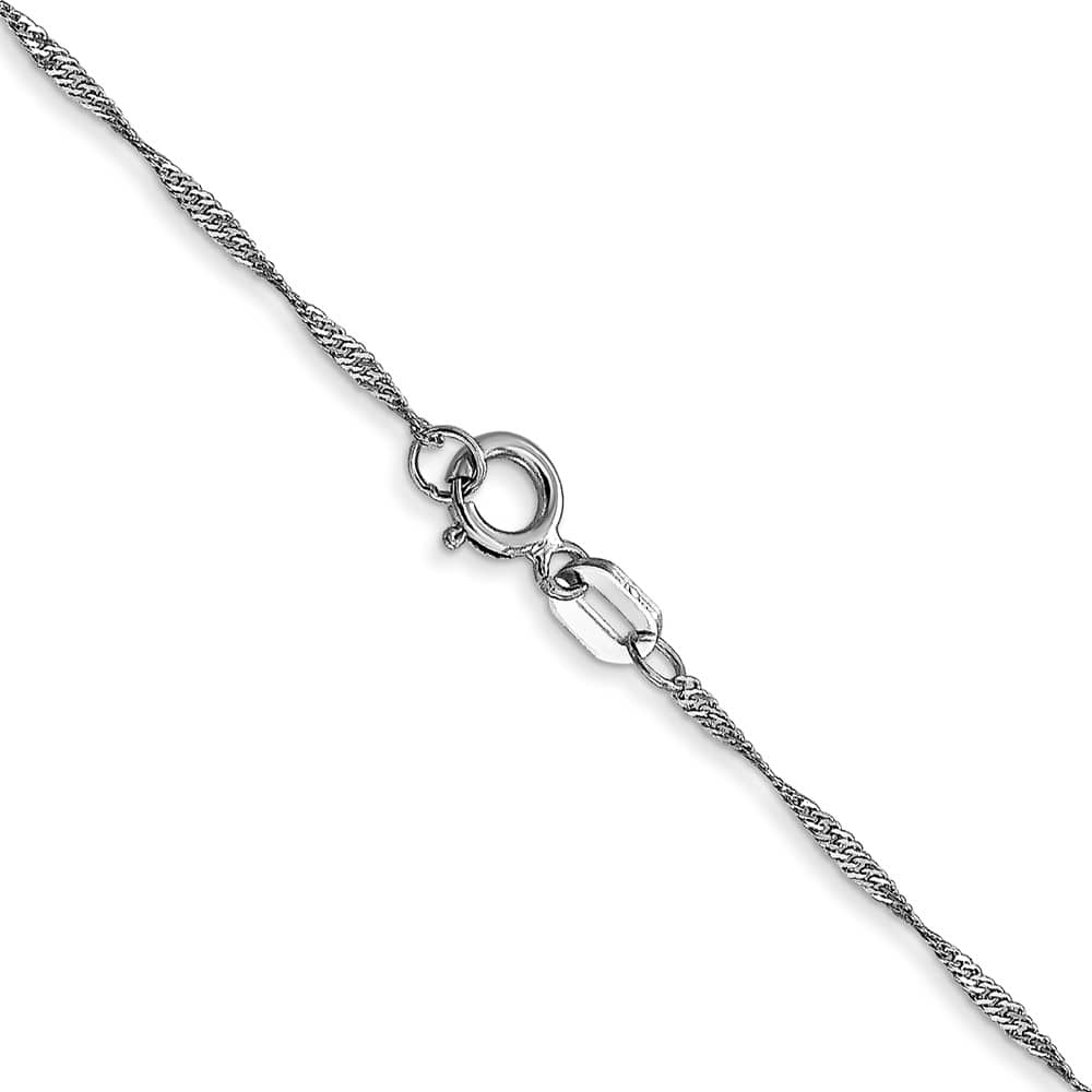 10K White Gold 1mm Carded Singapore Chain