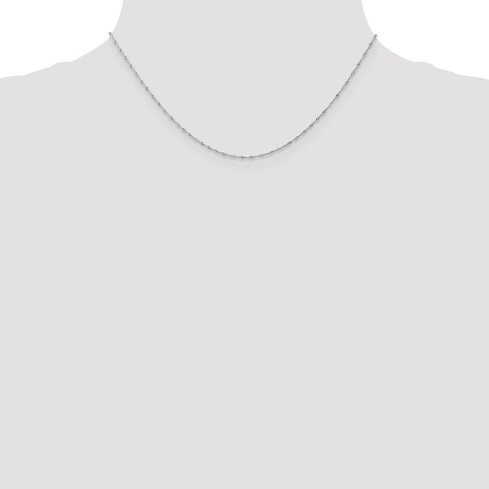 10K White Gold 1mm Carded Singapore Chain Size 16