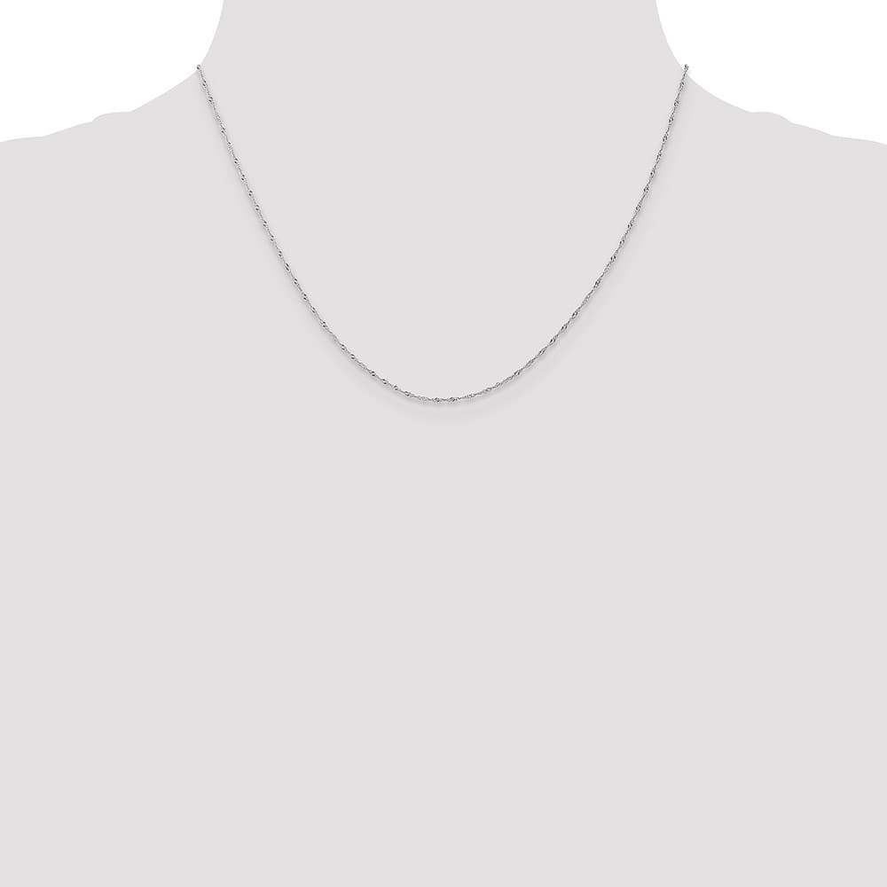 10K White Gold 1mm Carded Singapore Chain Size 18