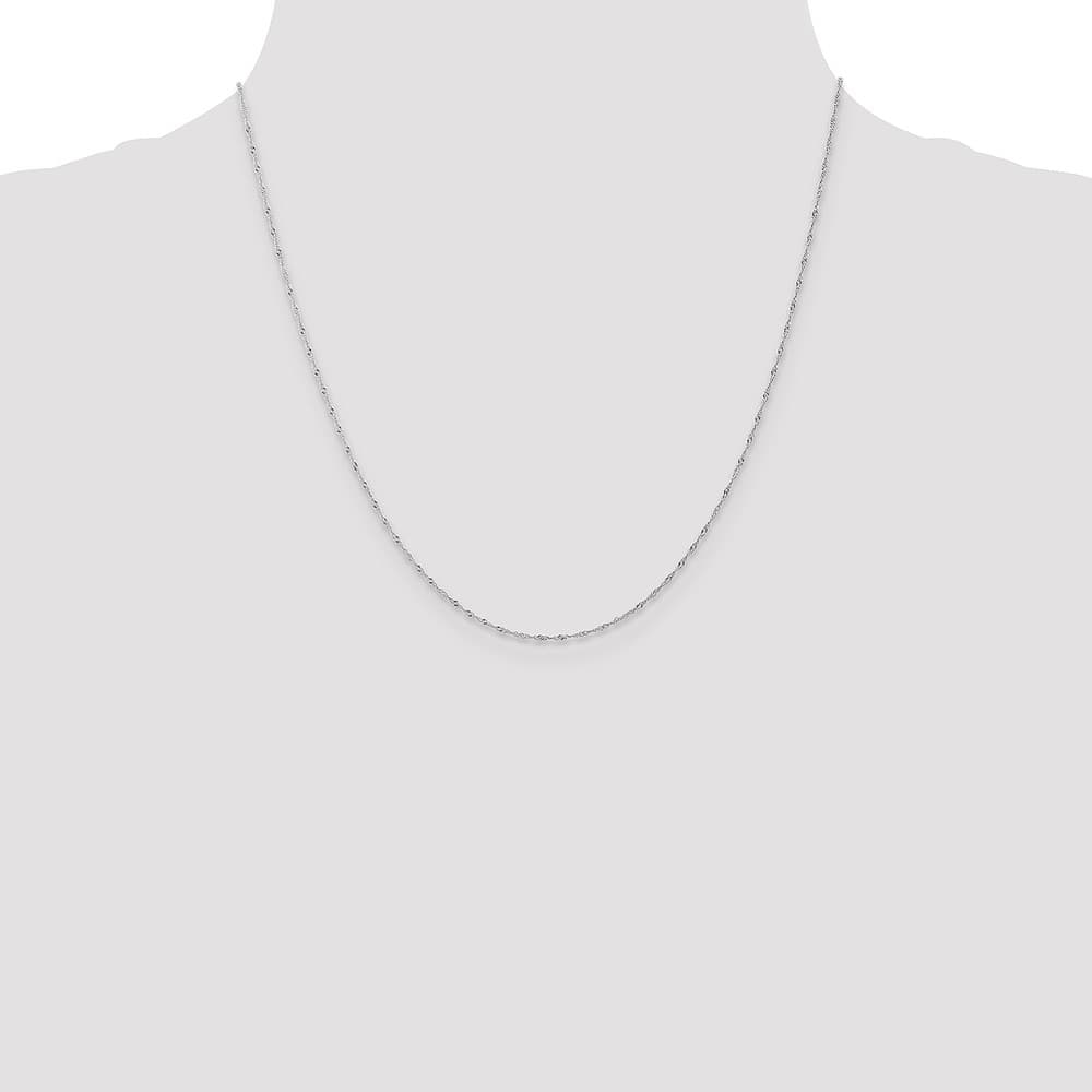 10K White Gold 1mm Carded Singapore Chain Size 20